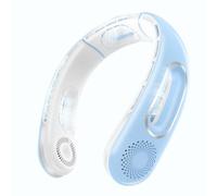 Giwnhvx Ventilateur de cou, ventilateur de cou à libres, portable rechargeable, ventilateur de refroidissement à 360 °, pour voyage, extérieur bleu