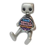 Giwnhvx Your Mental Health Matters Figurine robot en résine Kawaii Desk Buddy B