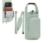 Giwnuq Porte-bouteille d'eau avec sangle, cordon de serrage isotherme avec poche, porte-bouteille d'eau - pour salle de sport, randonnée, voyage, plein air, plage, bureau, école, voiture, croisière