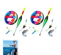 Giwoatln 2pcs Ensemble De Ligne De Pêche Automatique - 100m Pré-Noué avec Flotteur À Changement De Couleur, Bobines Pêches Haute Sensibilité avec Bobber Automatique pour Débutants Et Experts