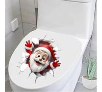 Giwoatln Autocollant De Noël pour Toilettes - Motif Père Noël Fissuré, Sticker Mural Qui Brise Le Mur PèreNoël, Autocollant De Fenêtre De NoëlAutocollant De Porte pour Portes Intérieures Toilettes
