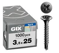 Spax – GIX-D Tête trompette 3,5 x 25 H2 Pointe de forage phosphatée Quantité 1000