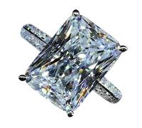 Gixaxak Bague de fiançailles en argent plaqué or blanc avec oxyde de zirconium cubique taille émeraude 6 carats 3A surdimensionnée 6 carats taille coussin Halo bague de fiançailles 6