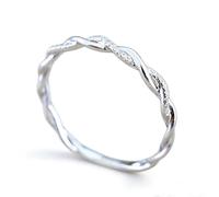 Gixaxak Bague torsadée empilable en argent sterling avec diamant pour fête de mariage, US Code 10, Argent