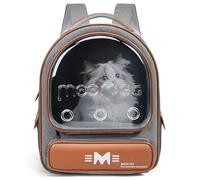 Gixdix Sac à dos à bulles pour chat - Sac à dos transparent pour chats et petits chiens jusqu'à 9 kg, idéal pour la randonnée en plein air et le camping (gris orange)