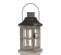 GIYDNEI Bougeoir en Bois Lanterne Suspendue Décorative Rustique avec Verre, Bougeoirs Chauffe-Plat pour Jardin De Noël À L'Intérieur À L'Extérieur,Wood,H