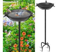 Giyiprpi Abreuvoir Oiseaux Exterieur sur Pied, Hauteur 120CM, Bain d'oiseaux Antique avec Plateau de Diamètre 27cm, Mangeoire Oiseaux Sauvage Décoration en Fonte pour Le Jardin (A)
