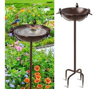 Giyiprpi Abreuvoir Oiseaux Exterieur sur Pied, Hauteur 120CM, Bain d'oiseaux Antique avec Plateau de Diamètre 27cm, Mangeoire Oiseaux Sauvage Décoration en Fonte pour Le Jardin (B)