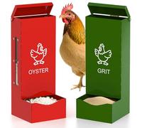 Giyiprpi Lot de 2 mangeoires automatiques en métal robuste avec couvercle, pour poussins nourris par gravité, mangeoires à volaille à suspendre pour poulailler, canards, pigeons