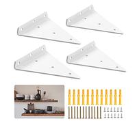 Giyiprpi Lot de 4 supports d'étagère triangulaires invisibles en métal robuste pour étagères, support d'étagère caché, support mural décoratif flottant et support Blanc 16,5 cm