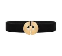 GIYXHU Ceinture Pour Femmes Women'S Premium Sense Black Elastic Waist Seal Individual Alloy Counterbuckle Pp Straw Beige Fine Belt(Black)