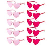 GIYXHU Lunettes de soleil roses et rouges en forme cœur, 6/8/10/12 pièces, for fête prénuptiale, mariage, demoiselle d'honneur, décors d'enterrement vie jeune fille Pour Les Fêtes(10pcs mix)