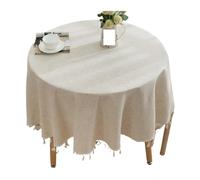 GIYXHU Nappe Ronde Nappe Ronde Minimaliste Couleur Unie Noeud Circulaire Lin Couleur Unie Gland Coton Lin Nappe Couverture(90cm)