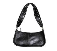 GIYXHU Sac à Bandoulière à Rivets Sac à bandoulière for femme, sac réglable, main élégant for fille(Black)