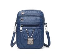 GIYXHU Sac à Bandoulière à Rivets Sacs à bandoulière for téléphone portable for femmes Petits sacs main en cuir Sac vintage for filles messagers Mini rivets(Dark Blue)
