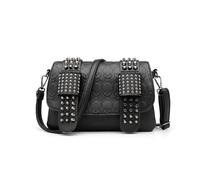 GIYXHU Sac à Bandoulière à Rivets Sacs messagers en cuir for femmes for sacs à bandoulière vintage rivets cool main(Black)