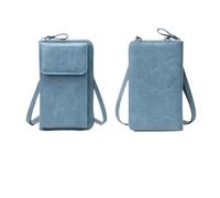GIYXHU Sac à bandoulière multifonctionnel en cuir PU de style rétro, couleur unie, for téléphone portable, sac décontracté for femme(Blue)
