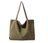 GIYXHU Sac Fourre-Tout En Toile Sac de courses en toile for femmes, sac à main grande capacité, sacs banlieue réutilisables, fourre-tout Simple, bandoulière pliable(Green)