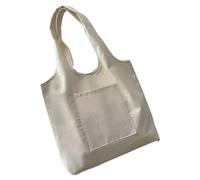 GIYXHU Sac Fourre-Tout En Toile Sac fourre-tout en toile de couleur unie, sacs à bandoulière, mode jardin décontracté, courses réutilisables écologiques(White)