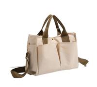 GIYXHU Sac Fourre-Tout En Toile Sac fourre-tout en toile multi-compartiments sac à bandoulière Portable léger grand main multifonctionnel(Beige)