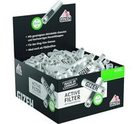 Gizeh 20703 Active Filter-8 mm Filtre à charbon actif avec bouchons en céramique 1 boîte de 200 filtres Boîte de préhension Papier