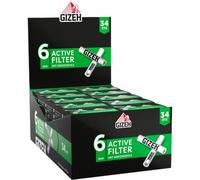 GIZEH Black Active Filter - Filtre à charbon actif fin 6 mm de diamètre - Filtre Gizeh avec charbon actif en coque de coco - Filtre de 27 mm de longueur en lot de 10 de 34 filtres