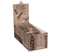 GIZEH Brown Active Filter - Filtre à charbon actif fin de 6 mm de diamètre - Filtre à charbon actif fin avec charbon actif en coque de coco - Filtre de 27 mm de longueur - 10 sachets de 50 filtres
