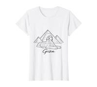 Gizeh Egypte Pyramides Sphinx Ancienne Egypte Pharaon Histoire T-Shirt Graphique avec Valeur, Femme, Blanc, XS