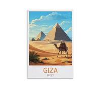Gizeh - Poster de voyage vintage - Égypte - Paysage - 40 x 60 cm - Décoration pour maison, salle de bain, chambre à coucher, bureau, salon