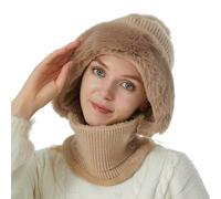 GizellMG Femme Chapeau Hiver Cagoules Thermique Protège-Cou Bonnet avec col Chapeau de Ski Style de Cagoule avec Snood et MAQUE de Couvre Visage - Taille Universelle Kaki