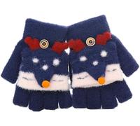 GizellMG Mitaine Noël Renard Enfant Gants de Fille Moufle sans doigts Mitaines Tricoté Gants rabat avec Corde Anti-Perdu pour Garçon Fille 3 ans moins