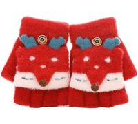 GizellMG Mitaine Noël Renard Enfant Gants de Fille Moufle sans doigts Mitaines Tricoté Gants rabat avec Corde Anti-Perdu pour Garçon Fille 3 ans moins