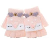 GizellMG Mitaine Noël Renard Enfant Gants de Fille Moufle sans doigts Mitaines Tricoté Gants rabat avec Corde Anti-Perdu pour Garçon Fille 3 ans moins