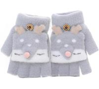 GizellMG Mitaine Noël Renard Enfant Gants de Fille Moufle sans doigts Mitaines Tricoté Gants rabat avec Corde Anti-Perdu pour Garçon Fille 3 ans moins
