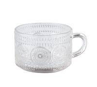 GizellMG Mug au Lait Bouteille d'eau en Cristal Grande Tasses à café Verre à shot Joli Tournesol Verre Hobstar Verre à eau Verre Transparente avec Anse 350 ml / 35 cl (4pcs)