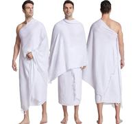 GizellMG Serviette Musulman 2 Serviettes Mecca Ceinture de Hajj Ensemble 2pcs Robe de Ehram Ihram Tissu éponge Serviette pour la Omra Ahram pour Hadj et Pèlerinage Grande Taille 700g/m²
