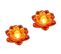 GizmoSynth Lot de 2 mini lampes de table Lotus rouges alimentées par piles 11,7 x 5,1 cm (l x H) sans fil Idéal pour salon, chambre à coucher, mariage, fête, patio, événements, intérieur et extérieur