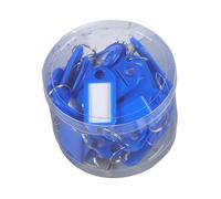 GizmoSynth Lot de 50 étiquettes porte-clés en plastique avec étiquettes d'identification pour bagages, bleu, S