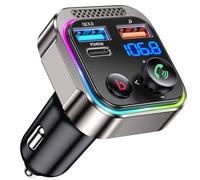 Gizmovine Bluetooth Voiture,Transmetteur FM pour La Musique,Allume Cigare | Emetteur Bluetooth Voiture,Téléphone Kit Main Libre PD 45W QC 18W,Adaptateur Radio pour Autoradio, Alliage De Zinc