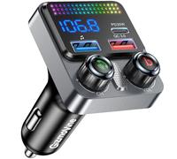 GizmoVine Émetteur FM Voiture, Adaptateur Bluetooth 5.4 48W, 3 Ports Charge Rapide (PD 30W + QC 18W), Musique sans Fil, Bass Profond, Mains Libres, Assistant Vocal, Clé USB, 12V/24V
