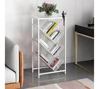 GIZNXBA 7 Niveaux Bibliothèque Blanche d'angle Étroite pour Petits Espaces Étagères en Métal pour Organiser Le Rangement des Livres pour La Chambre, Le Salon(/White)