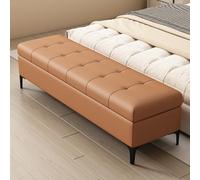 GIZNXBA Banc De Chevet Rectangulaire Rembourré Pouf De Rangement Extra Large en Cuir Entrée Canapé Repose-Pieds avec Pieds en Acier Pouf Ottoman pour Salon(Orange,90CM)