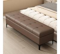 GIZNXBA Banc De Chevet Rectangulaire Rembourré Pouf De Rangement Extra Large en Cuir Entrée Canapé Repose-Pieds avec Pieds en Acier Pouf Ottoman pour Salon(Brown A,80CM)
