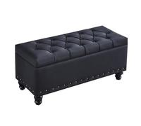 GIZNXBA Banc Ottoman De Rangement avec Couvercle Rabattable Repose-Pieds Rembourré avec Pieds Banc De Chevet Pouf Ottoman pour Salon, Chambre À Coucher, Entrée(Nero,40CM)