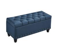 GIZNXBA Banc Ottoman De Rangement avec Couvercle Rabattable Repose-Pieds Rembourré avec Pieds Banc De Chevet Pouf Ottoman pour Salon, Chambre À Coucher, Entrée(Blauw,40CM)