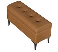 GIZNXBA Banc Ottoman De Rangement Pouf Ottoman Cuir Rectangulaire pour Canapé Repose-Pieds Rembourré avec Couvercle Rabattable Coffre De Rangement en Cuir pour Chambre À Coucher(Bruin,80cm)