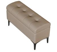 GIZNXBA Banc Ottoman De Rangement Repose-Pieds en Cuir avec Pieds Banc Rectangulaire De Bout De Lit Pouf D'entrée Rembourré Coffre De Rangement pour Salon, Chambre À Coucher(Khaki,80cm)