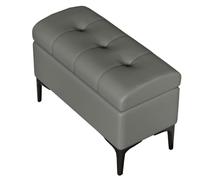 GIZNXBA Banc Ottoman De Rangement Repose-Pieds en Cuir avec Pieds Banc Rectangulaire De Bout De Lit Pouf D'entrée Rembourré Coffre De Rangement pour Salon, Chambre À Coucher(Gray B,80cm)