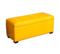 GIZNXBA Banc Ottoman Rectangulaire Pouf Ottoman Cuir pour Chambre À Coucher Banc De Chevet avec Rangement pour Salon Repose-Pieds Rembourré avec Pieds pour Entrée(Yellow,100CM)