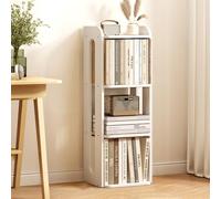GIZNXBA Bibliothèque Blanche Étagère d'angle en Bois Bibliothèque Haute, Organisateur De Salle De Bain, Support De Plantes Étagère D'exposition Étroite Moderne pour Le Salon(/White 27CM,4 Tier)